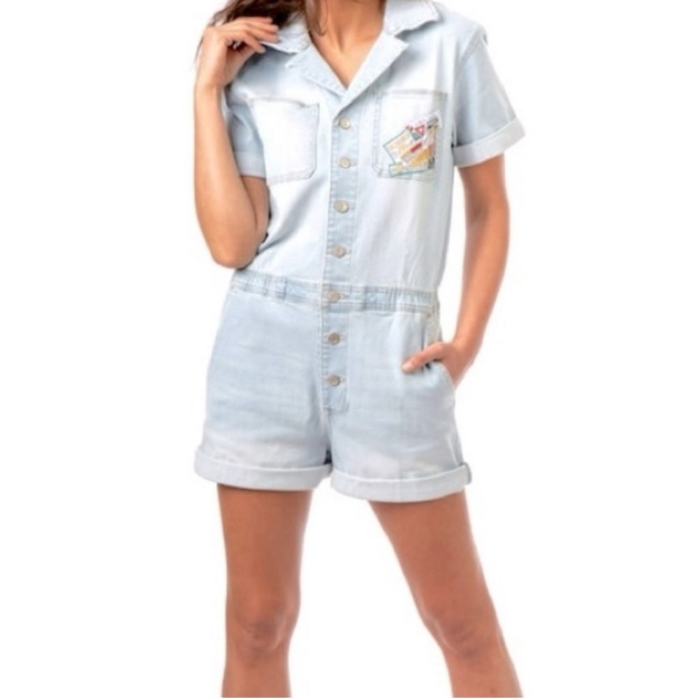 Vintage Light Washed Denim Romper